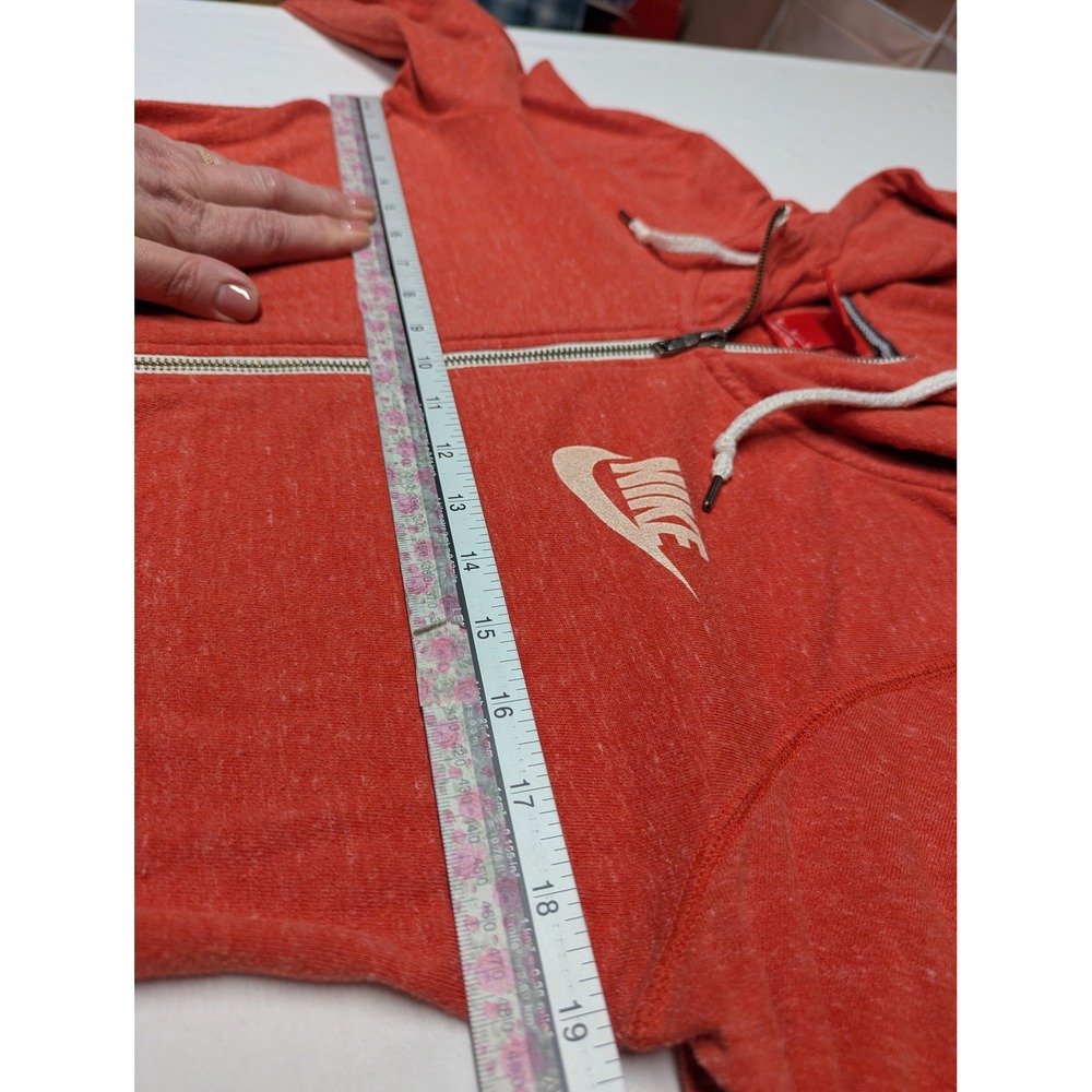 Nike Sportswear Gym Vintage Full Zip Hoodie Red Heather Womens Medium Logo - Picture 7 of 12